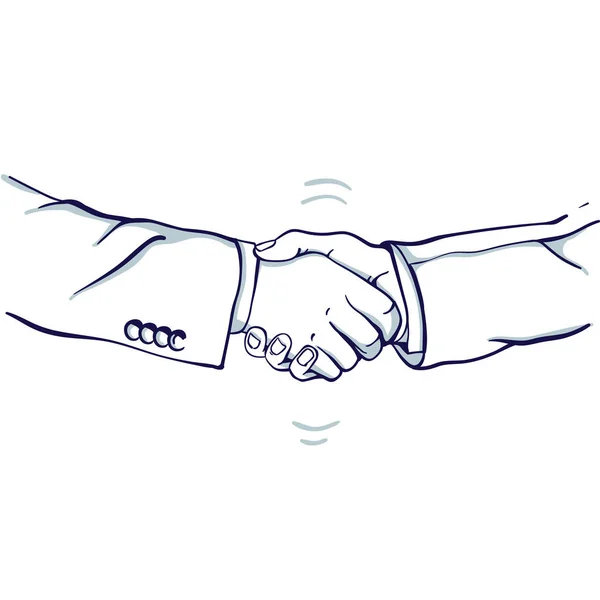 Handshake Dvou Podnikatel Ručně Kreslenou Doodle Kreslené Vektorové Ilustrace — Stockový vektor