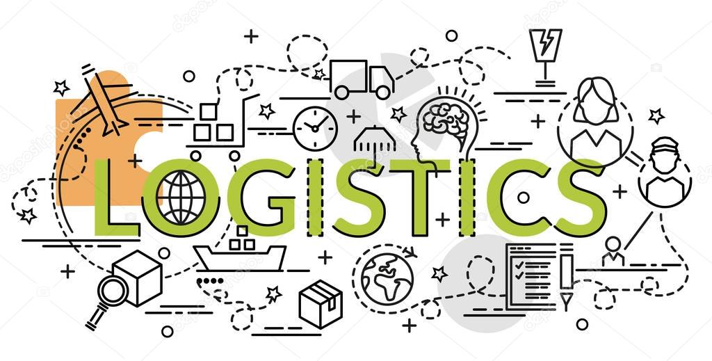 Flat colorful design concept for Logistics. Infographic idea of making creative products. Template for website banner, flyer and poster.