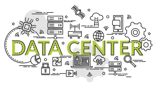 Concepto Diseño Plano Colorido Para Data Center Idea Infográfica Hacer — Archivo Imágenes Vectoriales