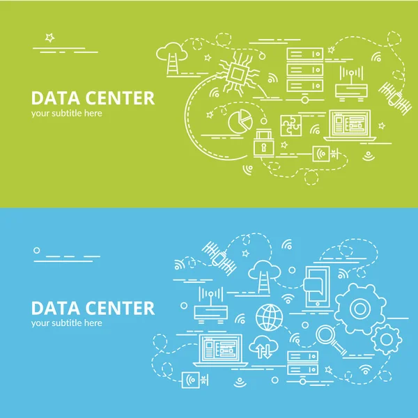 Konsep Desain Warna Warni Datar Untuk Data Center Ide Infografis - Stok Vektor