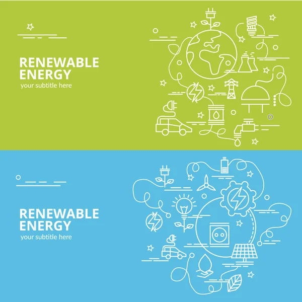 Flat Colorful Design Concept Renewable Energy Infographic Idea Making Creative — Stock Vector