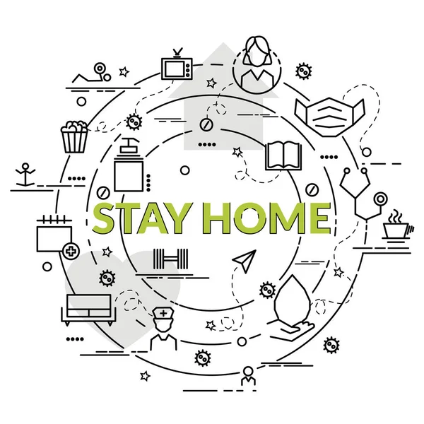 Concepto Diseño Plano Colorido Para Stay Home Idea Infográfica Hacer — Archivo Imágenes Vectoriales