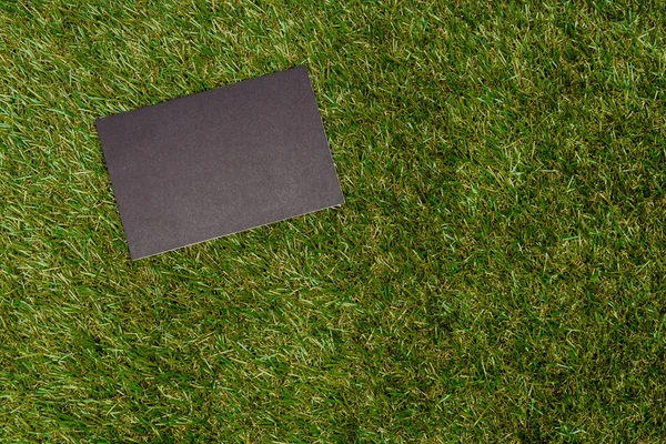 Top View Empty Blackboard Green Grass Earth Day Concept — Free Stock Photo