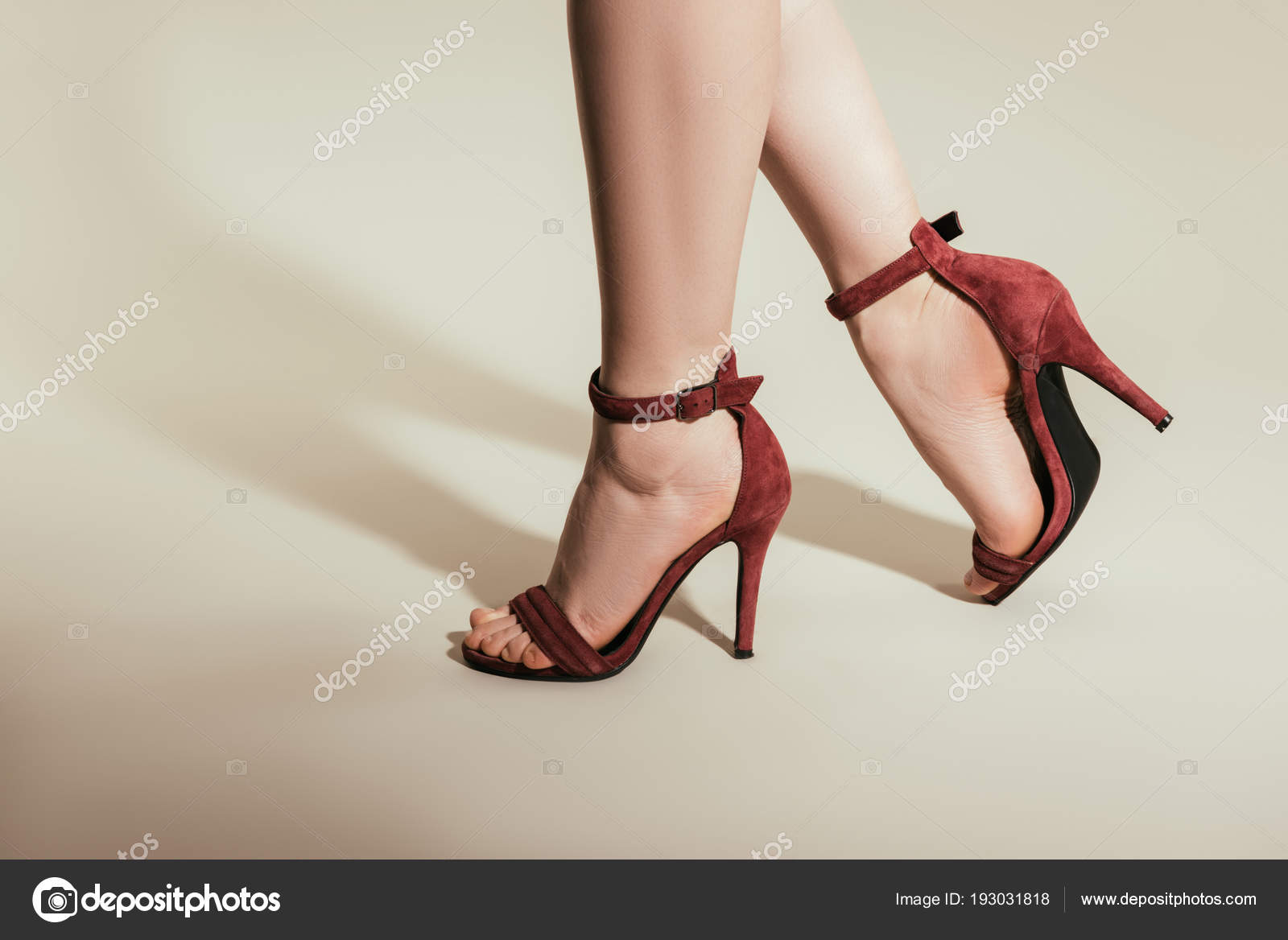 Fashionable Woman Long Legs In Tights Black Stylish High Heels Shoes With  Rhinestones Stock Photo - Download Image Now - iStock
