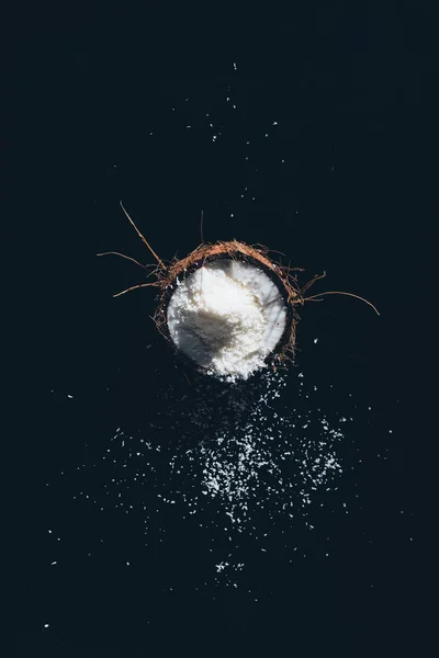 Top View Fresh Healthy Coconut Shavings Black — Free Stock Photo