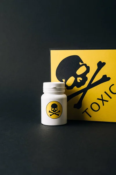 Jar Yellow Toxic Sign Isolated Black — Stock Photo, Image