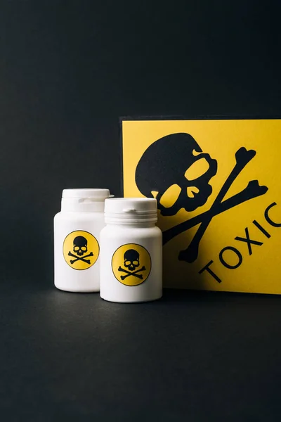 Jars Card Toxic Sign Isolated Black — Stock Photo, Image