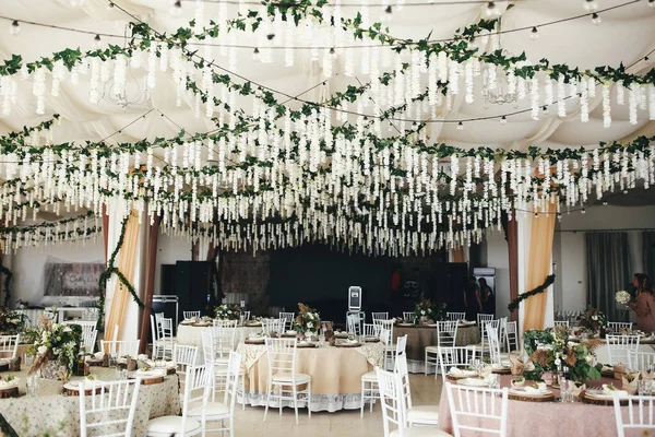 Odessa Ukraine 2015Wedding Decorations Stylish Decoration Wedding Hall Style Rustic — Stock Photo, Image
