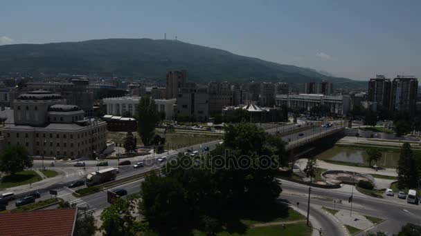 Skopje city, hlavním městě Makedonie — Stock video