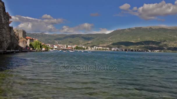 Ohrid Lake and the beaches — Stock Video