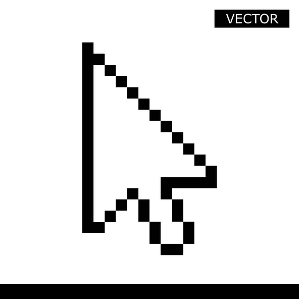 Icono Vector Flecha Cursor Píxel Blanco — Vector de stock