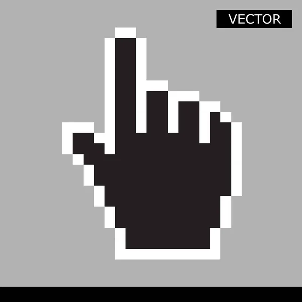 Pixel ratón mano cursor icono vector ilustración — Vector de stock