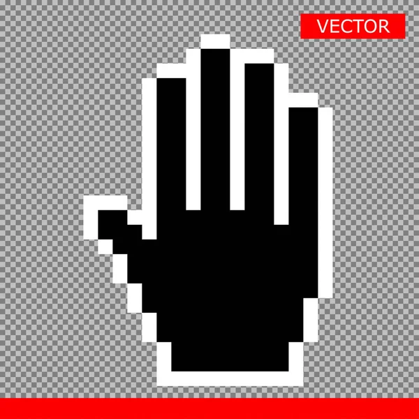 Pixel Myš Ruku Kurzoru Ikonu Vektorové Ilustrace — Stockový vektor