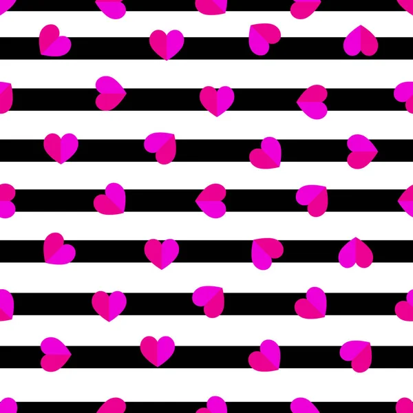 Dia Dos Namorados Padrão Sem Costura Corações Cor Rosa Linhas —  Vetores de Stock