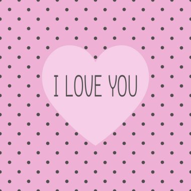 Happy Valentine's retro gri pembe polka dot arka plan deseni kartpostal seni seviyorum illüstrasyon vektör