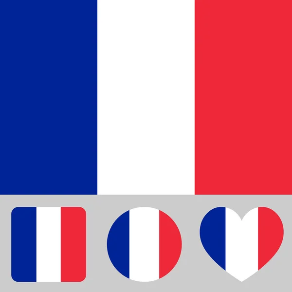 フランスの国旗はベクトル イラストです 色および元のフランスの国旗のサイズ フラグの色の形で色 正方形 ハート — ストックベクタ