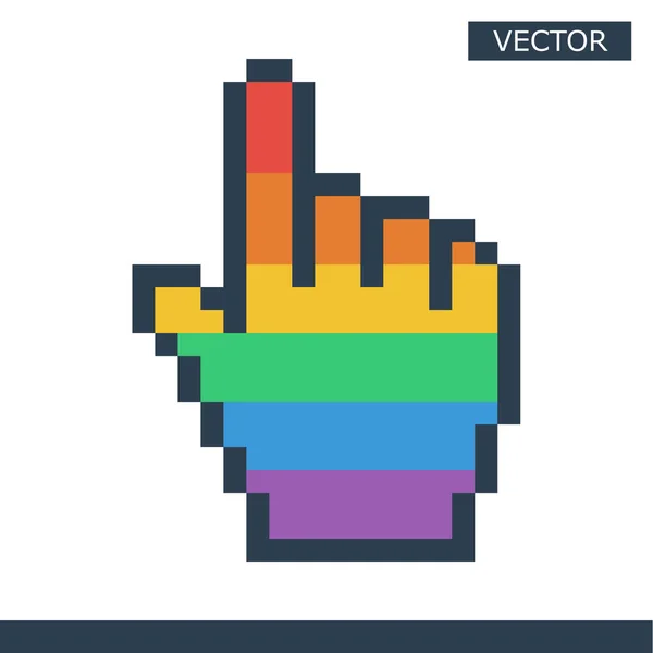 Pixel Mouse Mano Cursore Icona Gay Orgoglio Colore Vettore Illustrazione — Vettoriale Stock