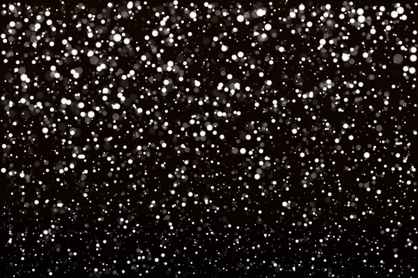 Nacht Vallende Sneeuw Zwarte Achtergrond Vectorillustratie — Stockvector