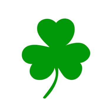 Yonca yaprağı düz tasarım yeşil işareti illüstrasyon vektör. Şanslı!