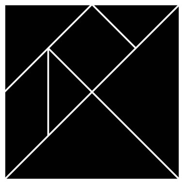 Tangram temel siyah kare parçalar illüstrasyon vektör