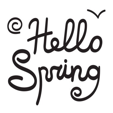 Çizilmiş Merhaba bahar metin ifade vektör illüstrasyon izole beyaz zemin üzerine yazı el