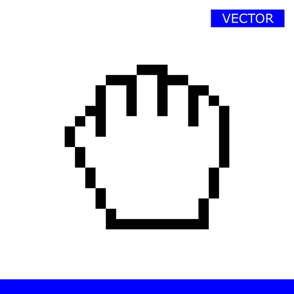 Pixel Ratón Mano Cursor Icono Vector Ilustración — Vector de stock