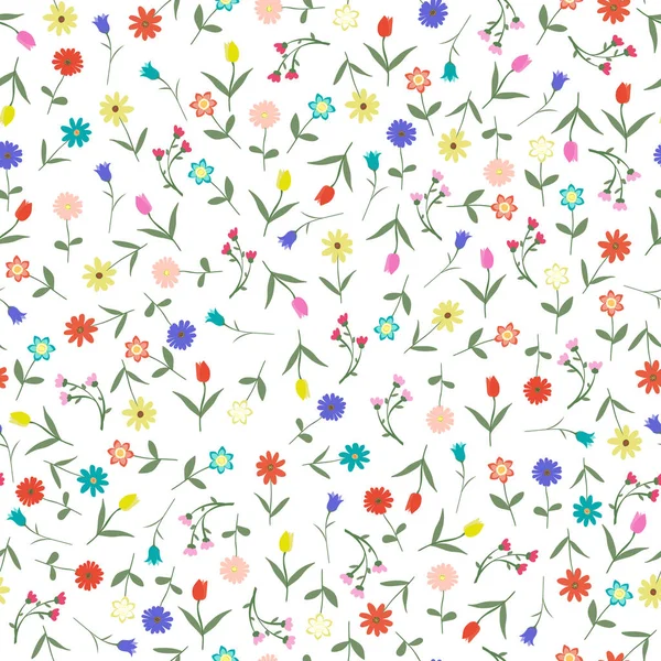 Seamles Handgezeichnete Blumenmuster Isoliert Auf Weißem Hintergrund Vektor Illustration Viele — Stockvektor