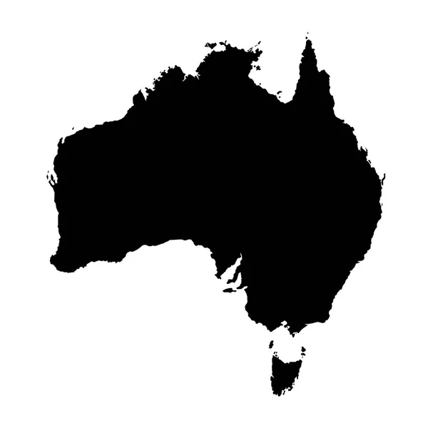 Australie Carte Silhuette Noire Isolée Sur Fond Blanc Illustration Vectorielle — Image vectorielle