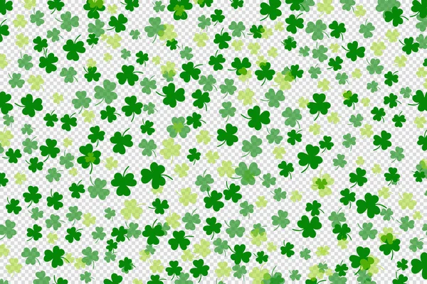 Clover Shamrock Leaf Flat Design Green Backdrop Transparent Background Pattern — Stock Vector