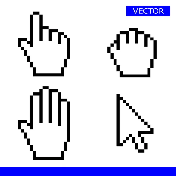 Pixel Muis Hand Cursor Pictogram Vectorillustratie — Stockvector