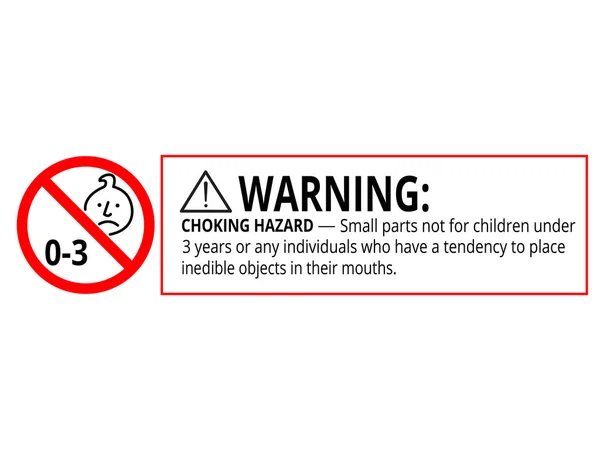 Convient Pas Aux Enfants Moins Ans Risque Étouffement Autocollant Interdit — Image vectorielle