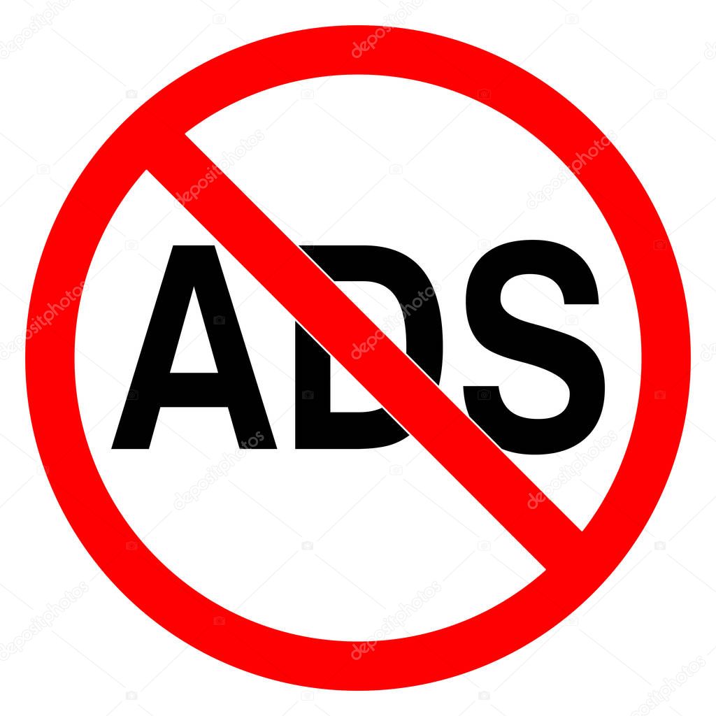 No ADS road forbidden sign  vector illustration