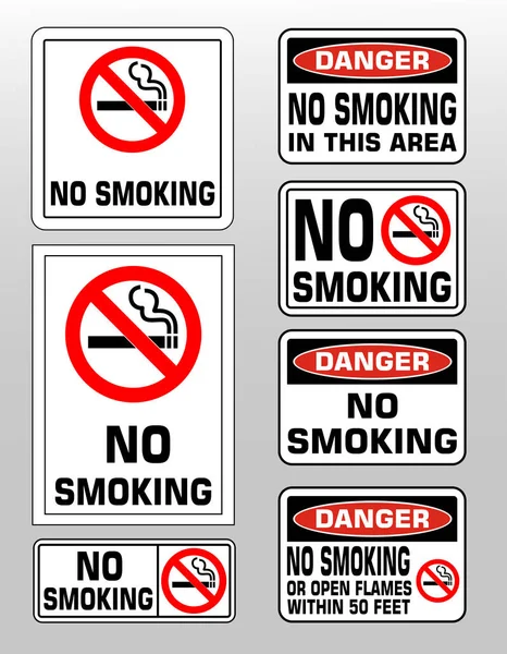Smoking Prohobition Forbidden Sign Set Vector Illustration Warning Danger Open — Stock Vector