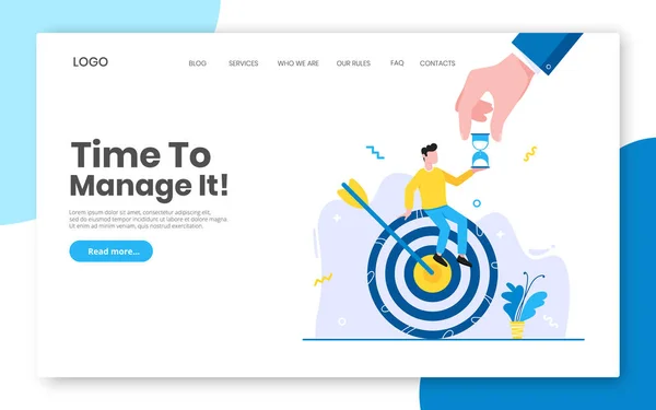 Business time management internet landing page concept template. — Stockový vektor