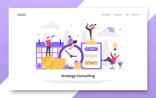 Business time management internet landing page concept template. — Stockový vektor