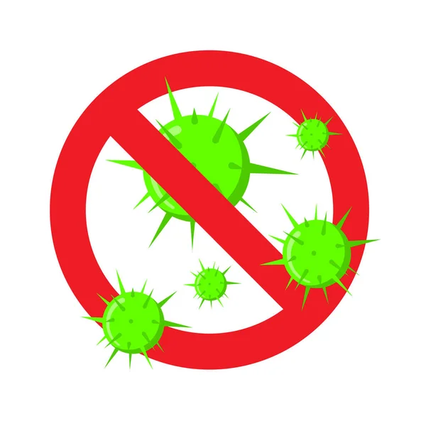 Parar vírus e bactérias ruins ou sinal de prohobition germes . —  Vetores de Stock