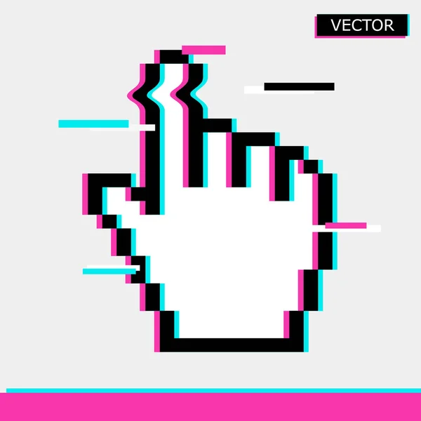 Pixel muis hand cursor pictogram vectorillustratie — Stockvector