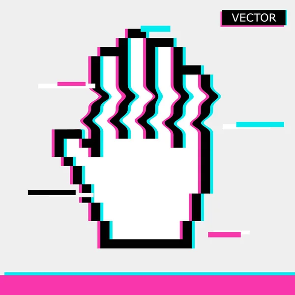 Pixel ratón mano cursor icono vector ilustración — Vector de stock