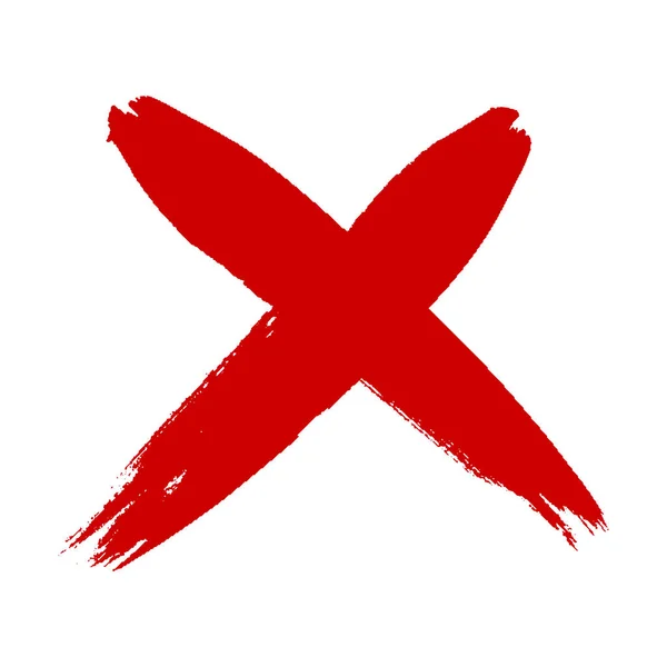 Schmutzige Grunge-Hand mit Pinselstrichen gezeichnet Kreuz x Vektor-Illustration isoliert auf weißem Hintergrund. — Stockvektor