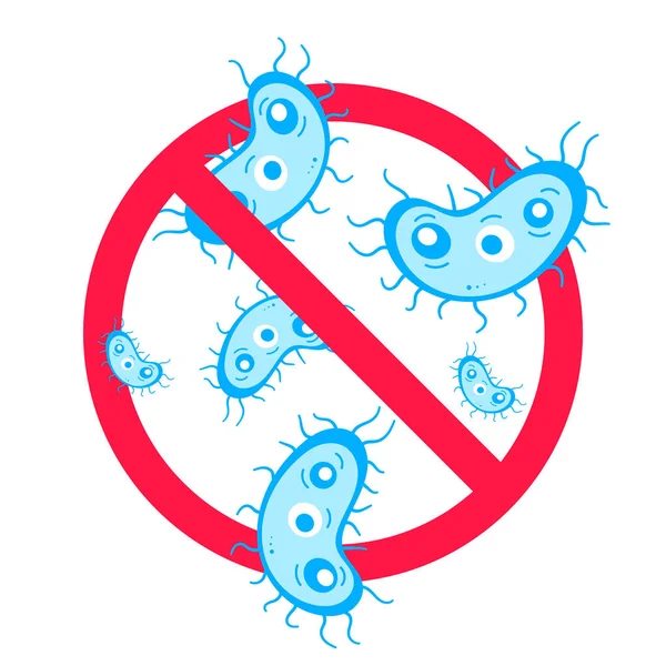 Stop viruses and bad bacterias or germs prohobition sign. — Stock Vector