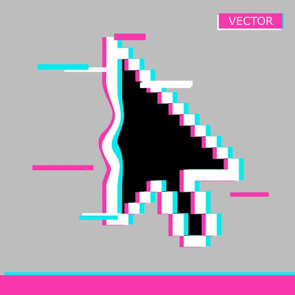 Zwarte pijl pixel cursor pictogram teken vector illustratie — Stockvector