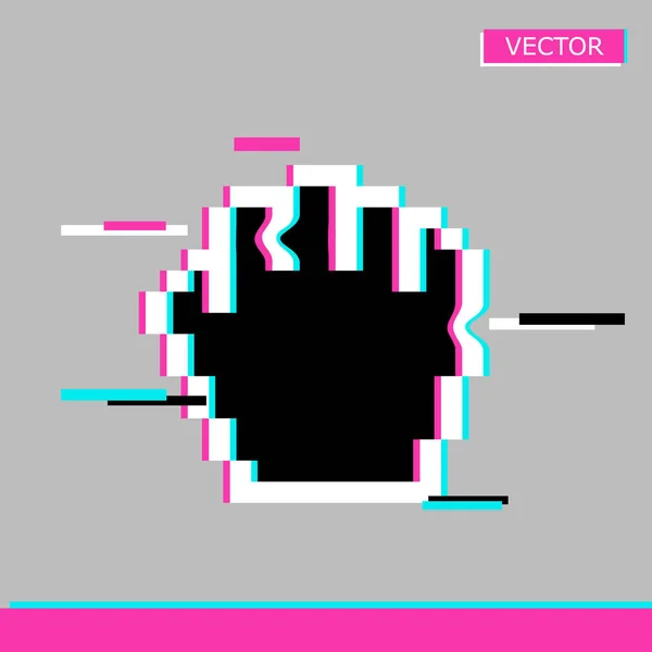 Pixel preto arrastar mouse mão glitch cursor ícone sinal — Vetor de Stock