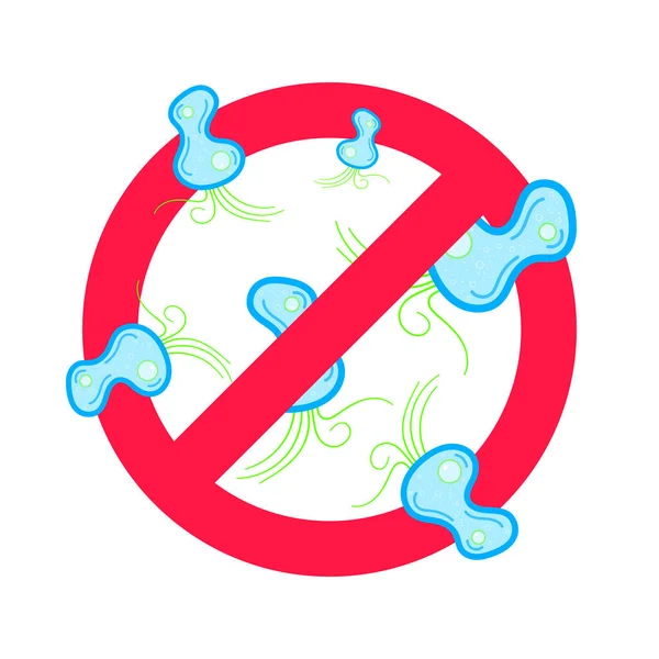 Hentikan virus dan bakteri buruk atau tanda kuman prohobisi . - Stok Vektor