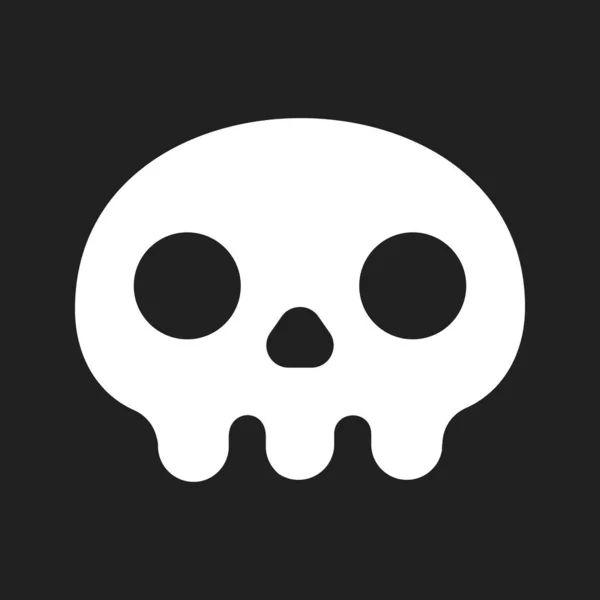 Illustration vectorielle de signe d'icône de crâne de conception plate simple isolée sur fond noir . — Image vectorielle