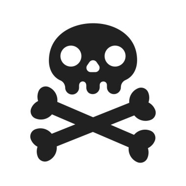 Çapraz kemikli düz stil tasarım kafatası simgesi çizimi