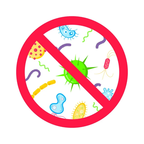 Stopp von Viren und schlechten Bakterien oder Keimen Prohobierzeichen. — Stockvektor