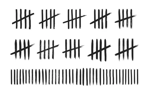 Marcas de contagem na mão placa branca desenhado estilo de arte suja — Vetor de Stock