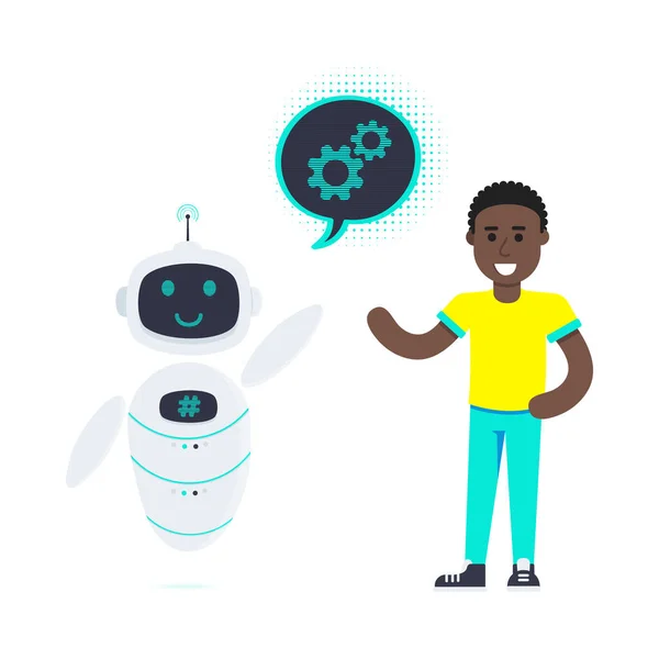 Robot chatbot hoofd pictogram teken in de spraakbel — Stockvector