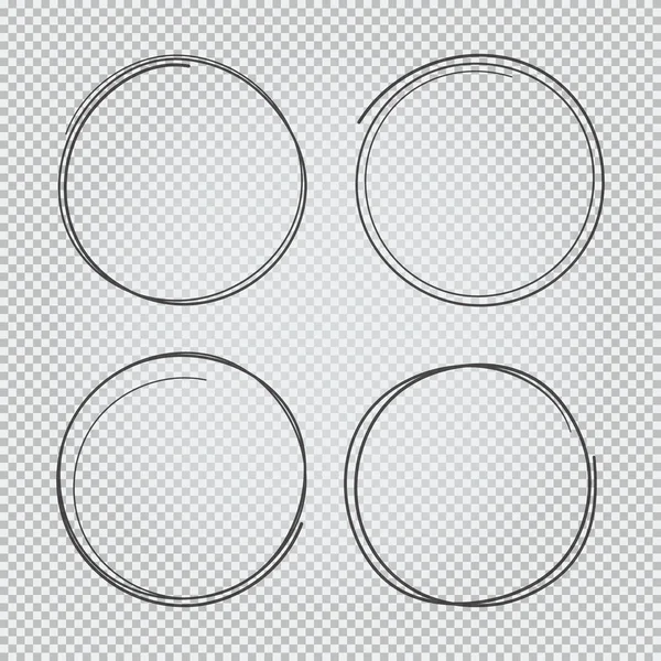 Set di 4 cerchi scarabocchi disegnati a mano — Vettoriale Stock