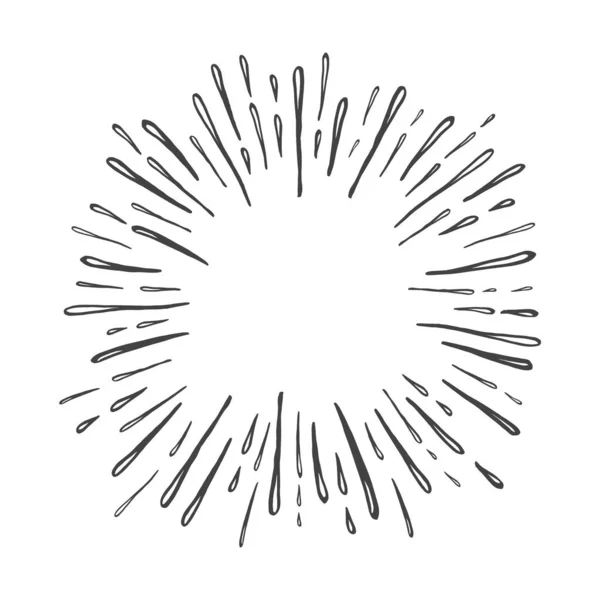 Ilustração de vetor de explosão sunburst desenhada à mão isolada em fundo branco . — Vetor de Stock